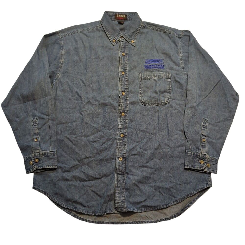 NEW Marantz Superscope Size Large Denim Shirt Ultra Club Audio Logo Men's NWOT